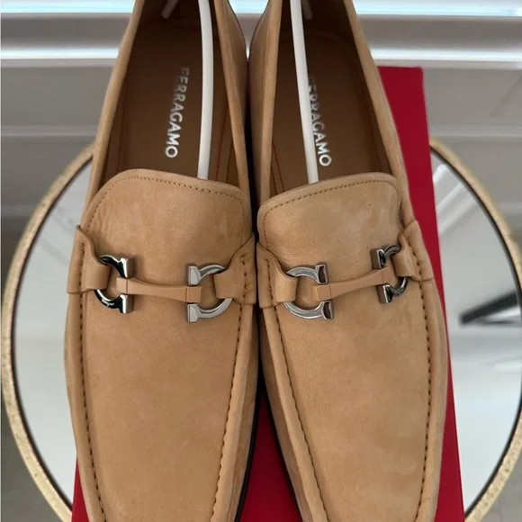 Salvatore Ferragamo Grandioso Suede Loafer camel color Men's size 12E. Ret. $850